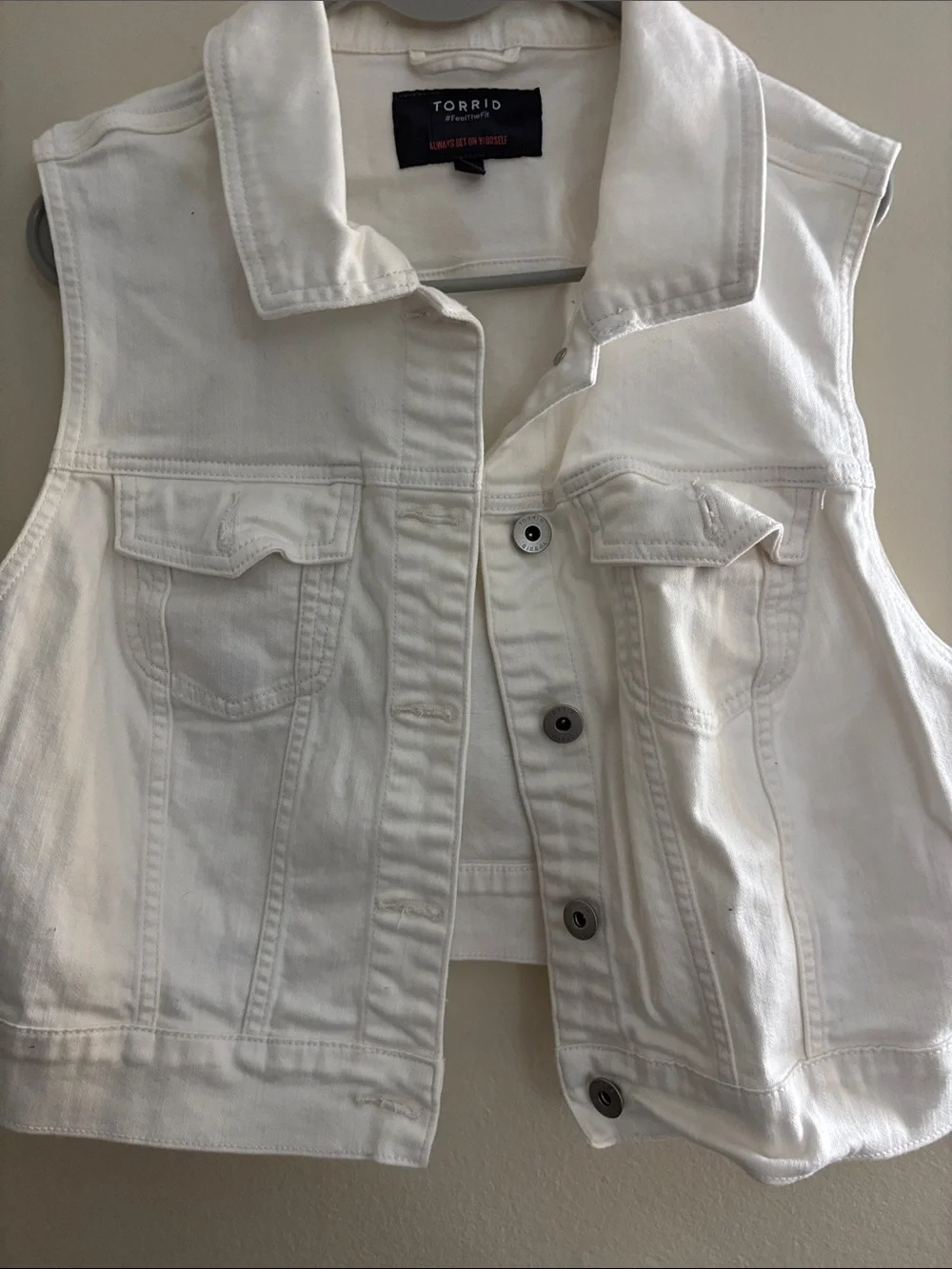 Torrid White Denim Vest with Button Front - Picture 1 of 4